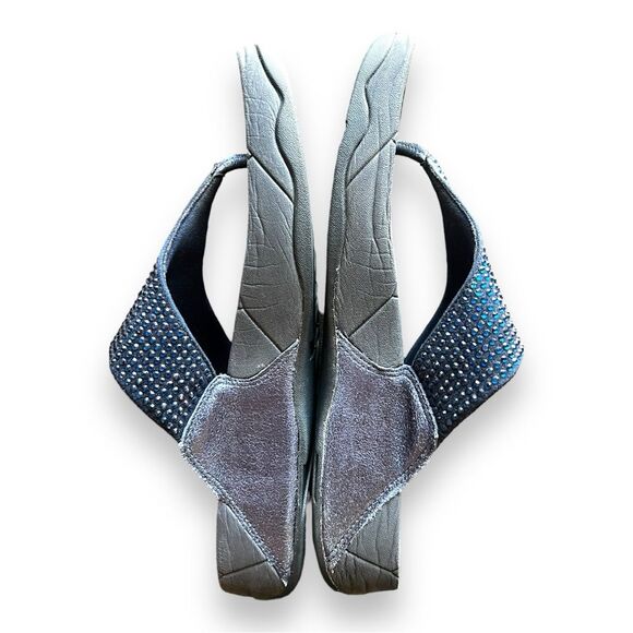 Fitflop Womens Rokkit Diamond Leather Thong Sandals Slip On Navy Blue Size 10 - Picture 3 of 9